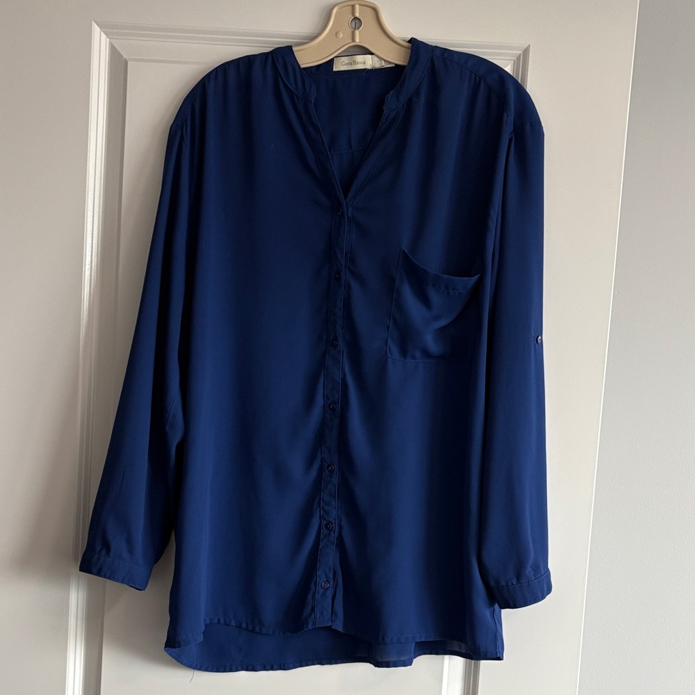 COSTA BLANCA | Electric blue Button-Up Blouse oversized, size large